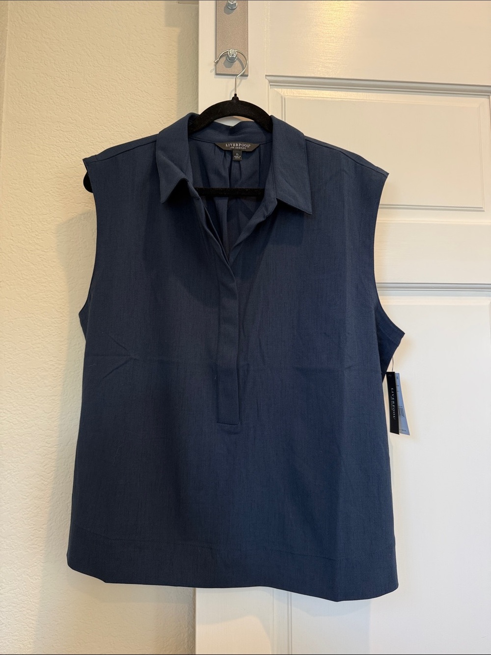 Liverpool Navy Sleeveless Collared Camisole/Vest